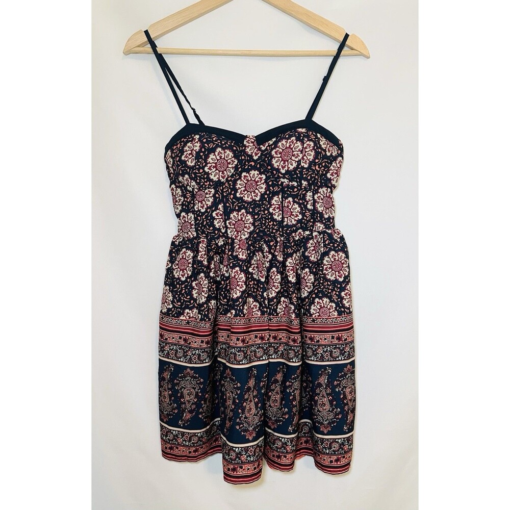 Band of Gypsies‎ Multicolor Bustier Paisley Floral Mini Dress Boho Women's SMALL
